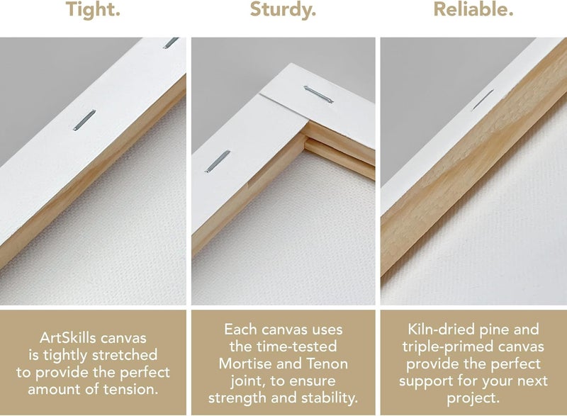 ArtSkills Stretched Canvases for Painting, 11x14 Canvas Painting Supplies for Artists, Blank Canvas Pack, 6-Pack - Image 4